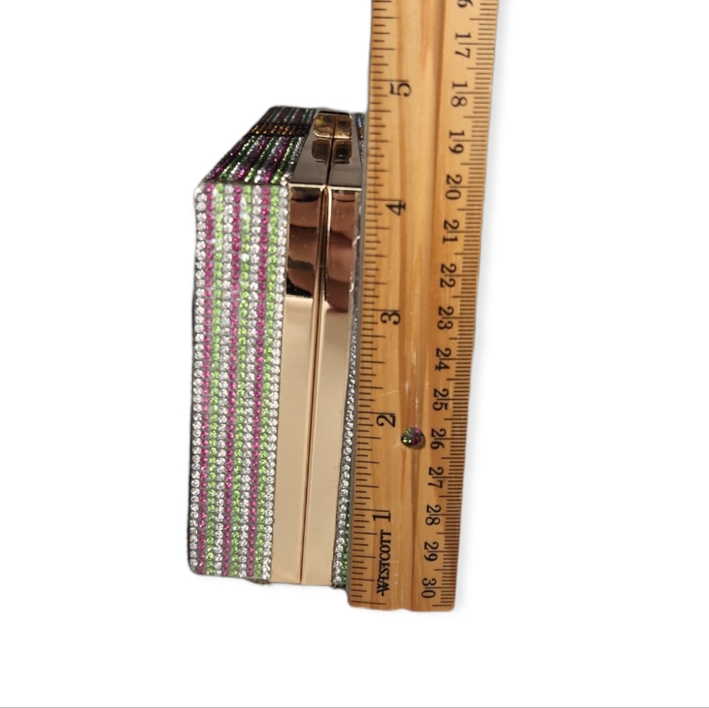 Multi Colored Cash Stack Rhinestone Clutch - Picture 4 of 6